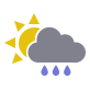 Cloudy, heavy rain